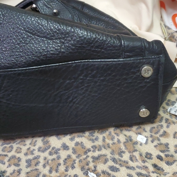 Donald J Pliner Leather Bucket Black Tie Bag - Picture 8 of 11